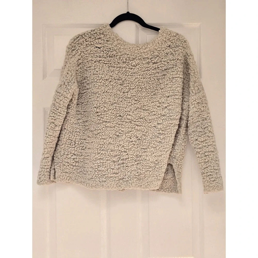 Free People Popcorn Knit Cardigan Sweater Oatmeal Cream Button Front XS